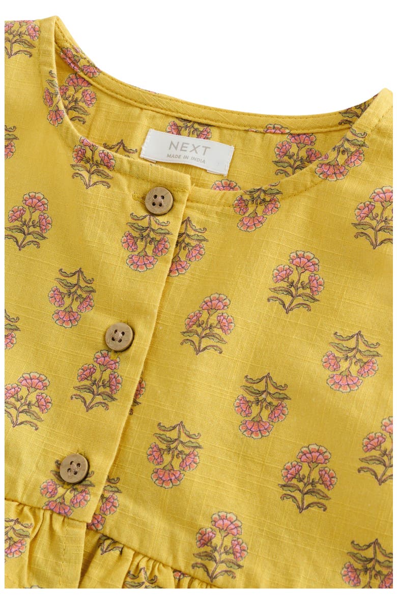 Kids' Floral Print Button Cotton Sundress, Alternate, color, YELLOW