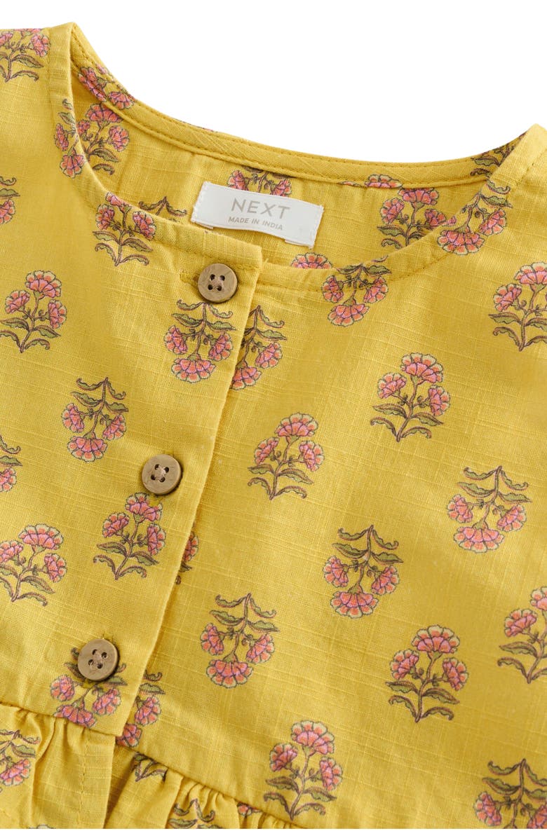 NEXT Kids' Floral Print Button Cotton Sundress, Alternate, color, Yellow