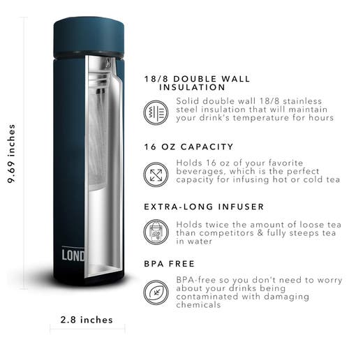 London Sip Infuser Bottle 16oz In Green
