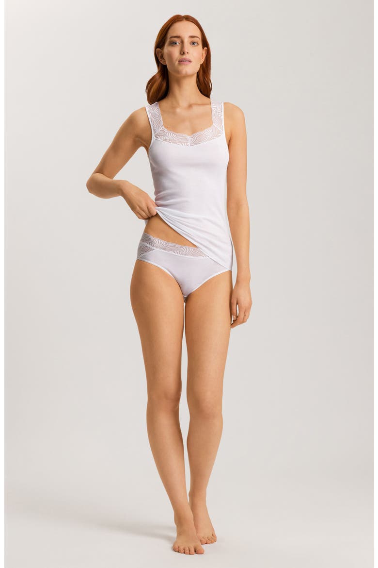 Cotton Delight Lace Trim Tank Top, Alternate, color, WHITE