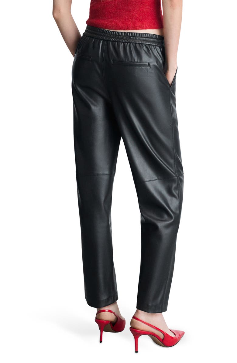 MANGO Faux Leather Drawstring Pants, Alternate, color, Black