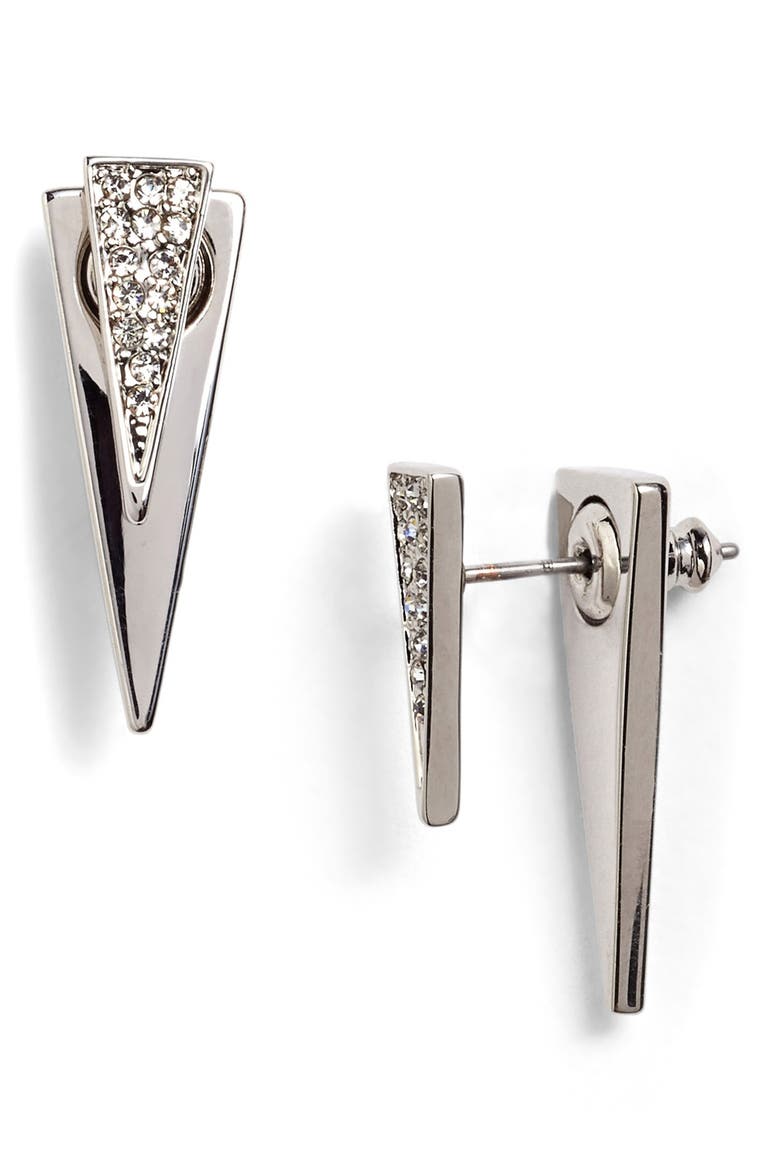 Triangle Drop Earrings, Main, color, SILVER