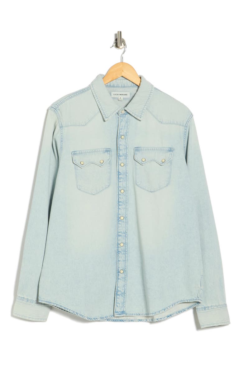 Denim Western Button-Up Shirt, Alternate, color, HOLD THE LIGHT