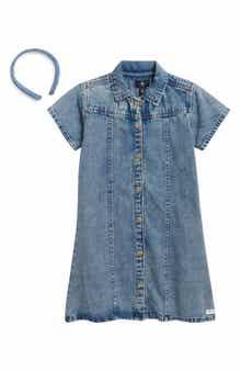 7 For All Mankind Kids' Denim Shirtdress & Headband Set