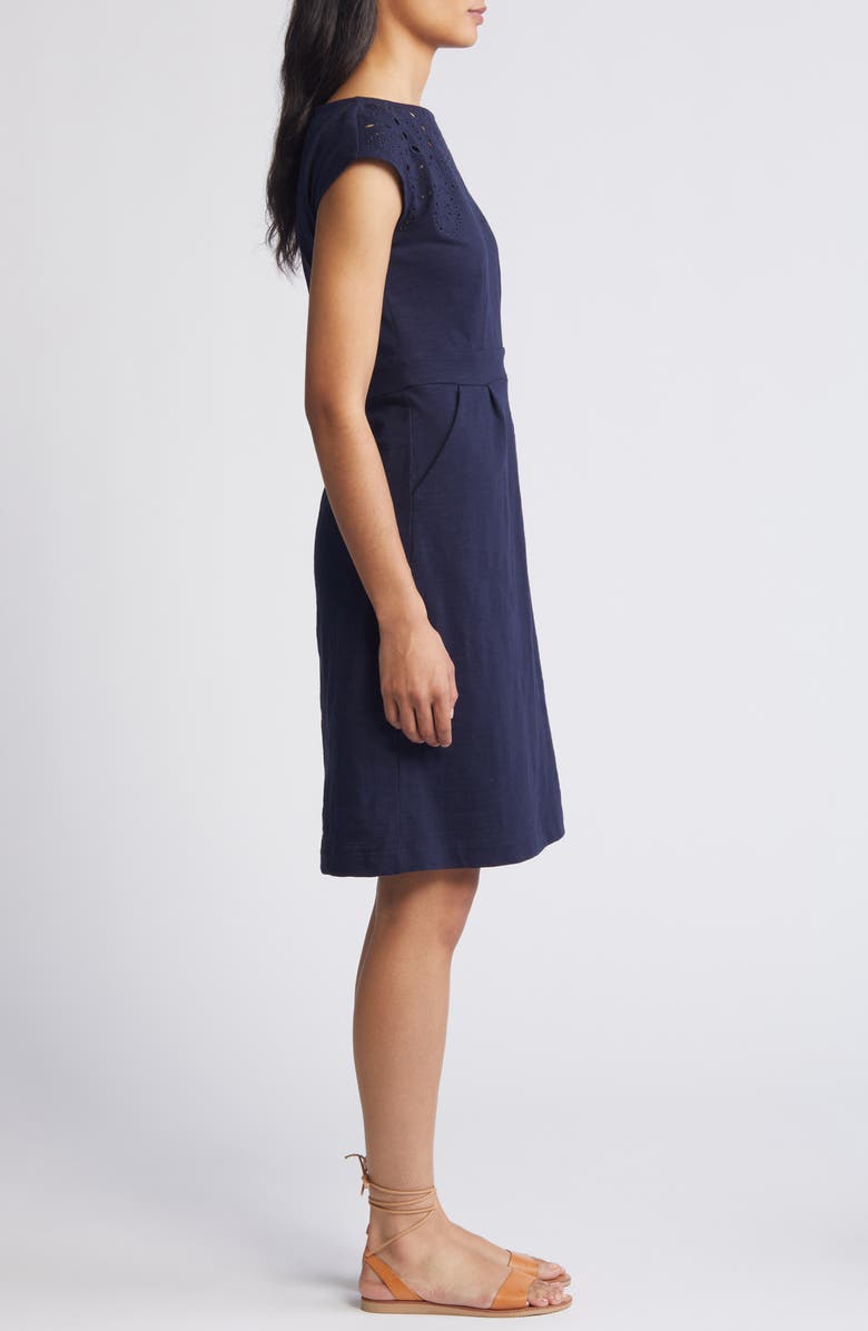 Boden Florrie Broderie Anglaise Cap Sleeve Jersey Dress, Alternate, color, 