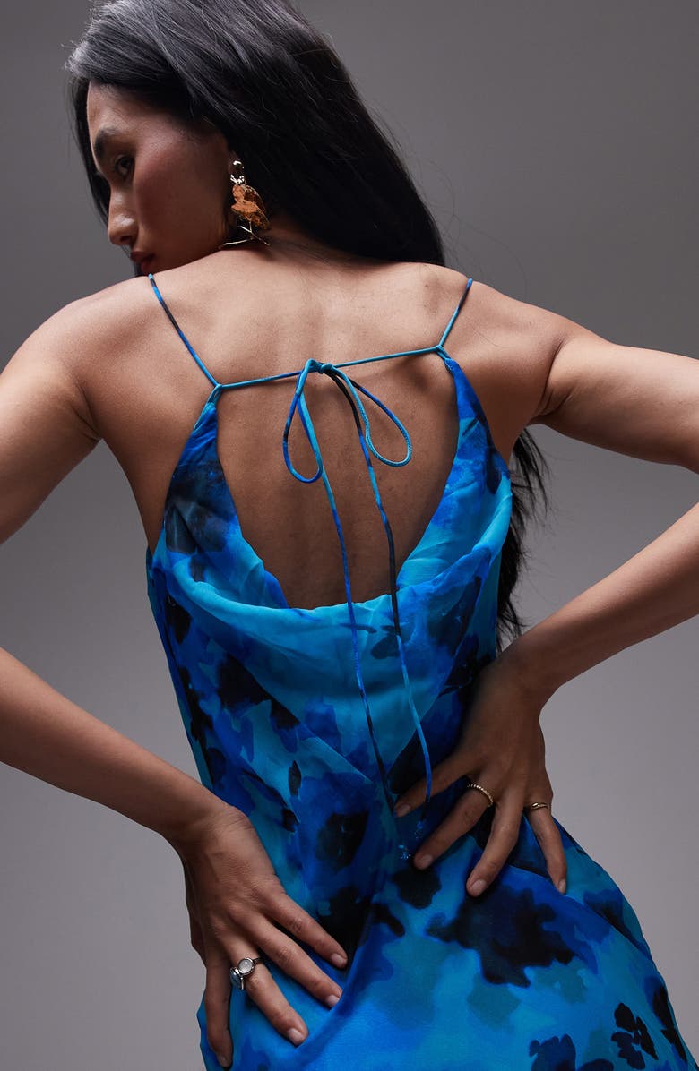 Topshop Floral Print Satin Dress, Alternate, color,