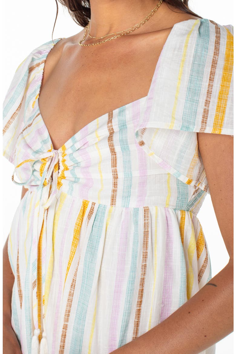 Salty Breeze Stripe Cotton Minidress, Alternate, color, EGRET