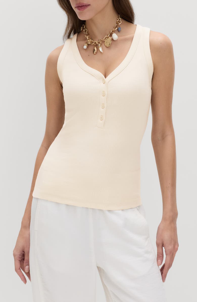 PER UNA BY M&S Henley Sleeveless Top, Main, color, Ecru Brown