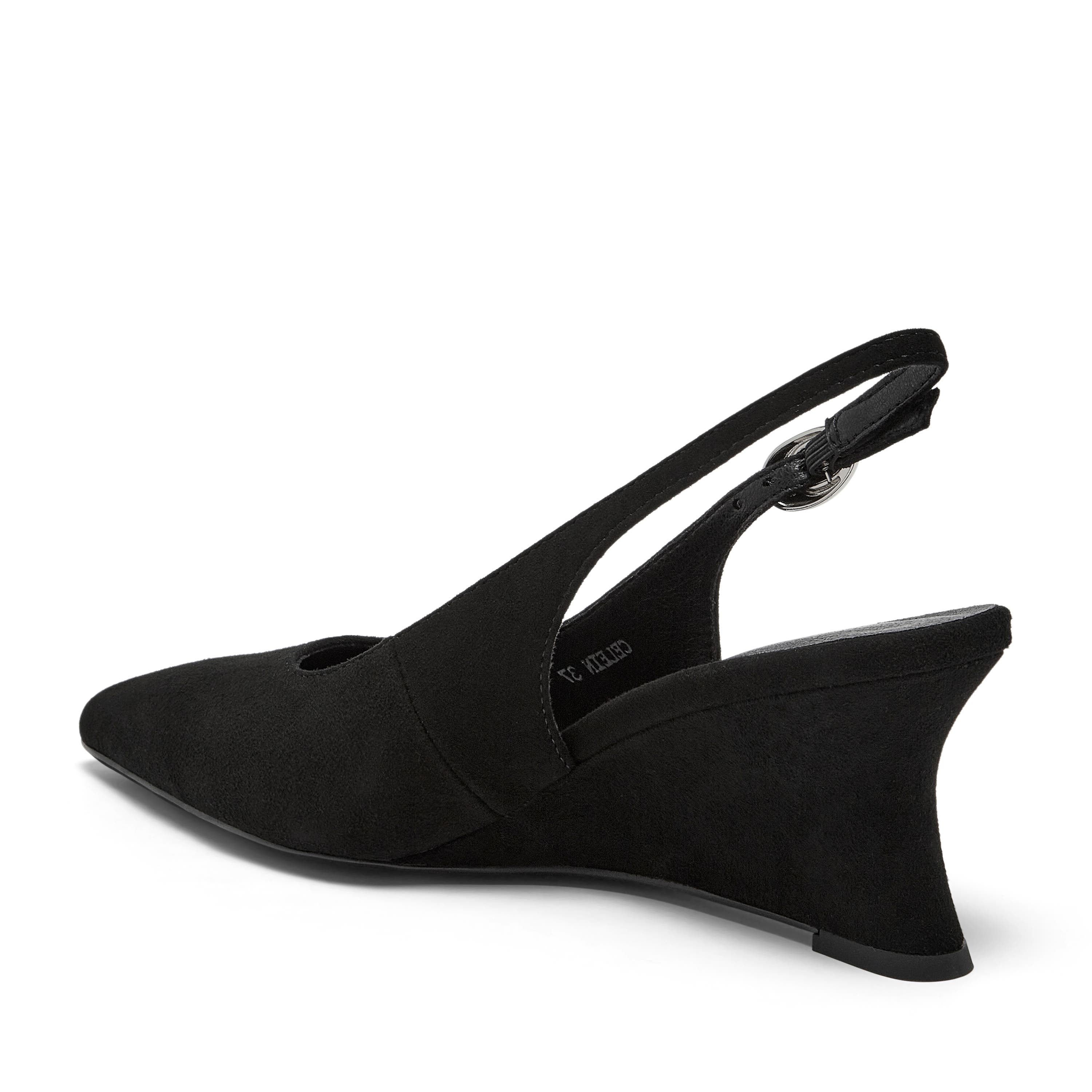 Celein Sling Back Wedge, Alternate, color, Black Suede