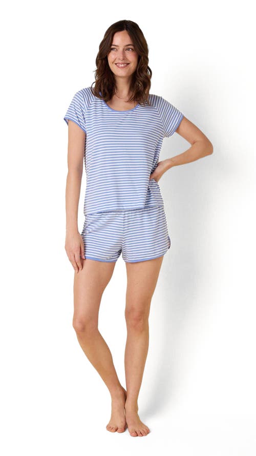 The Cat's Pajamas Pima Knit Simple Set Stripes Dots In Blue