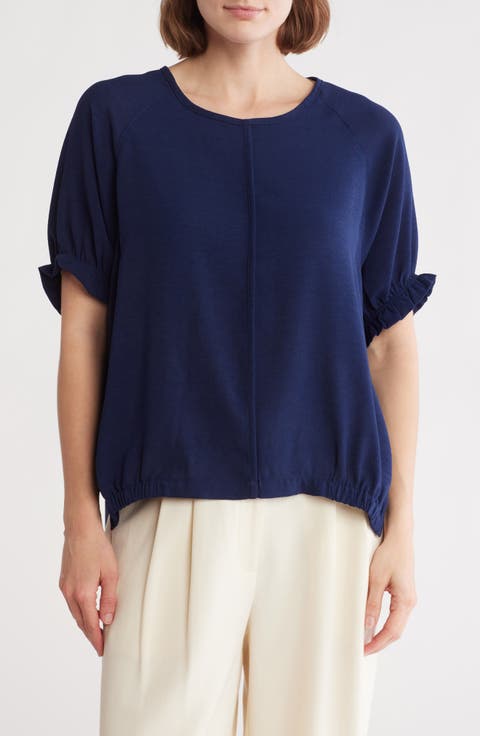 Puff Sleeve High-Low Hem Top