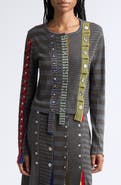 YanYan Mismatch Placket Merino Wool Cardigan