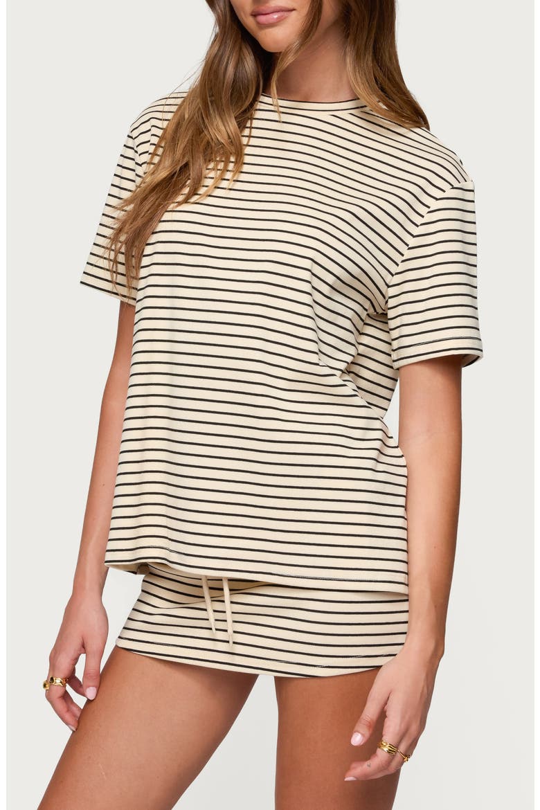 Brena Stripe Oversize T-Shirt, Alternate, color, CREAM-AND-BLACK