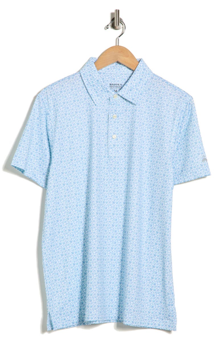 Brooks Brothers Performance Print Polo, Alternate, color, White Multi