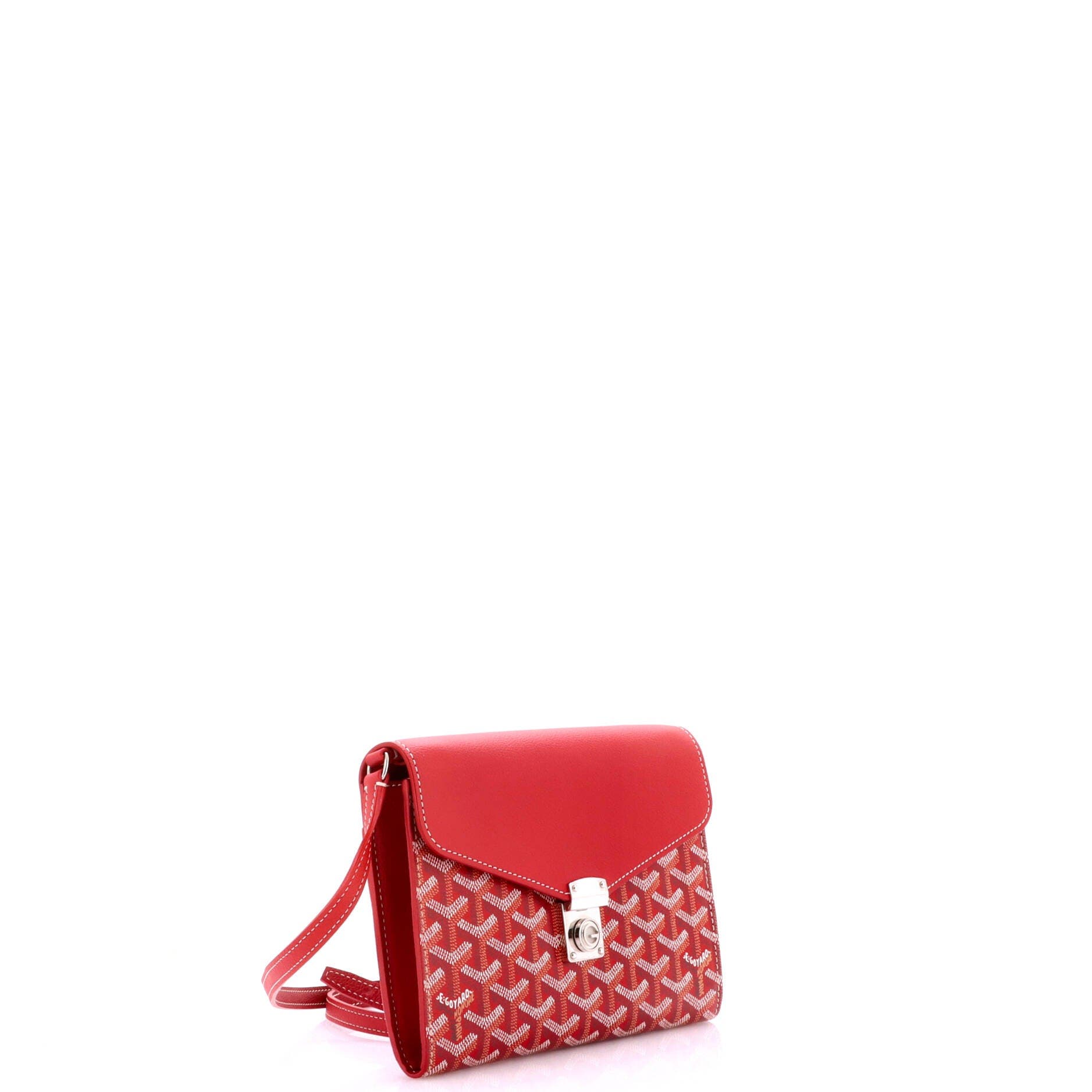 Chypre Wallet on Strap Coated Canvas with Leather, Alternate, color, Red