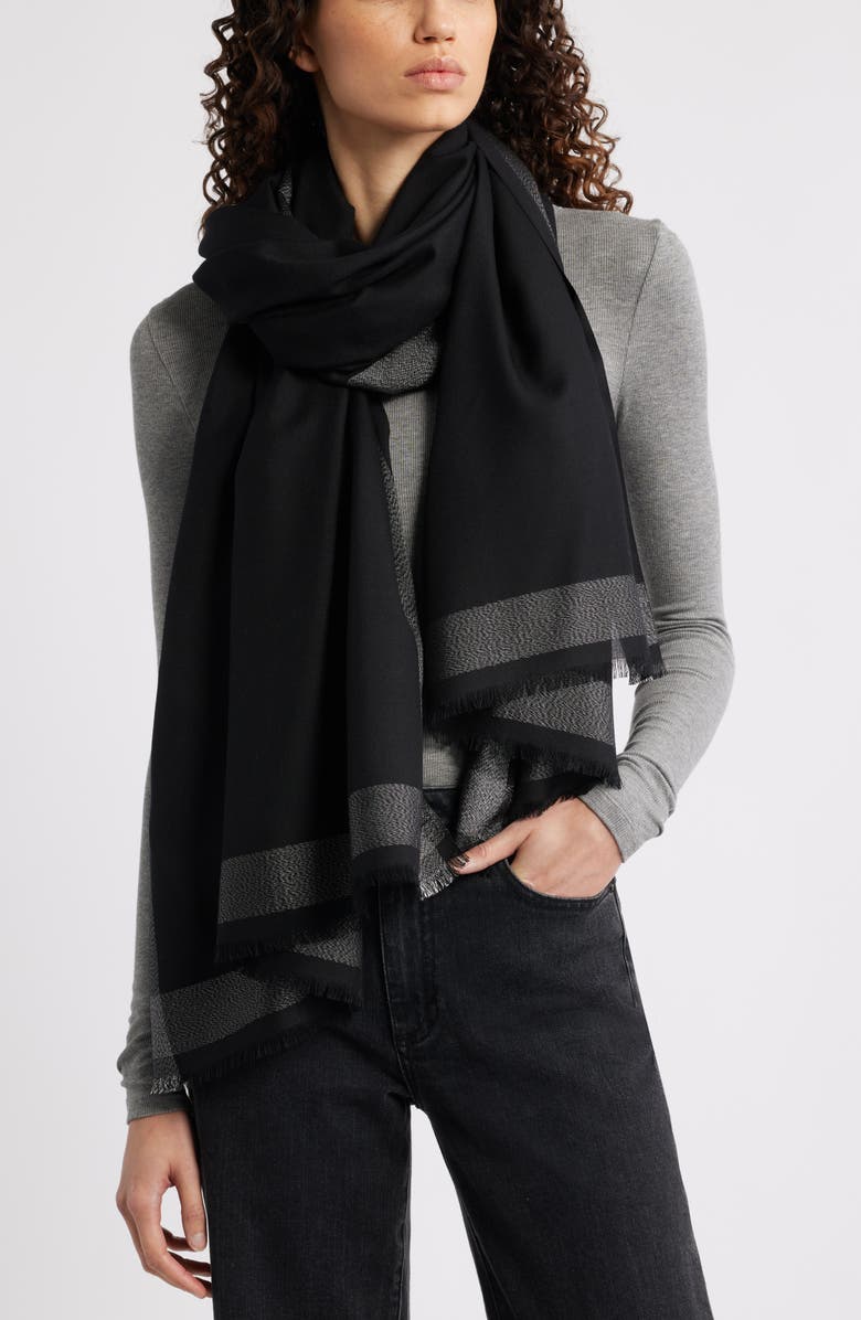 Nordstrom Shimmer Wrap Scarf, Main, color, Black