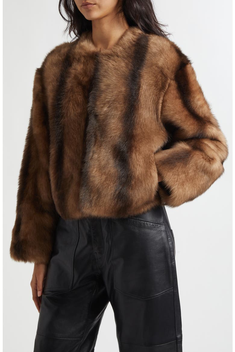 Elan Genuine Shearling Jacket, Alternate, color, CAMEL/ BROWN