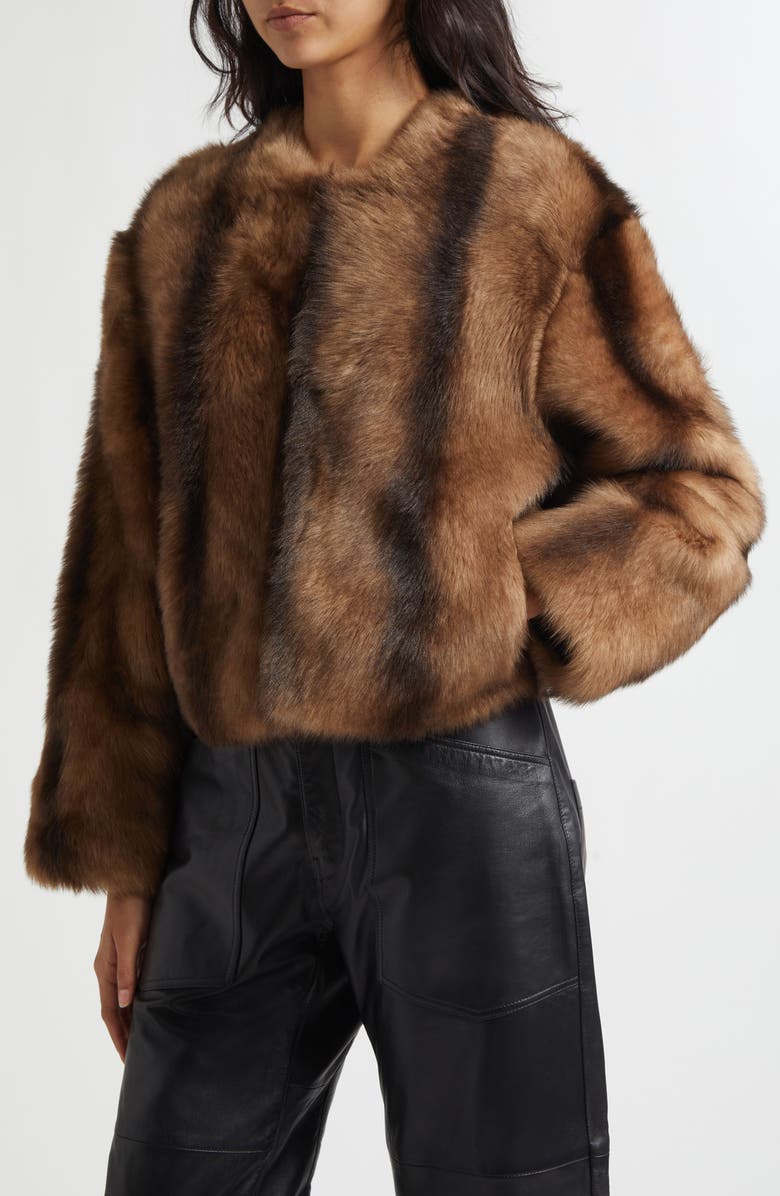 Nili Lotan Elan Genuine Shearling Jacket, Alternate, color, Camel/ Brown