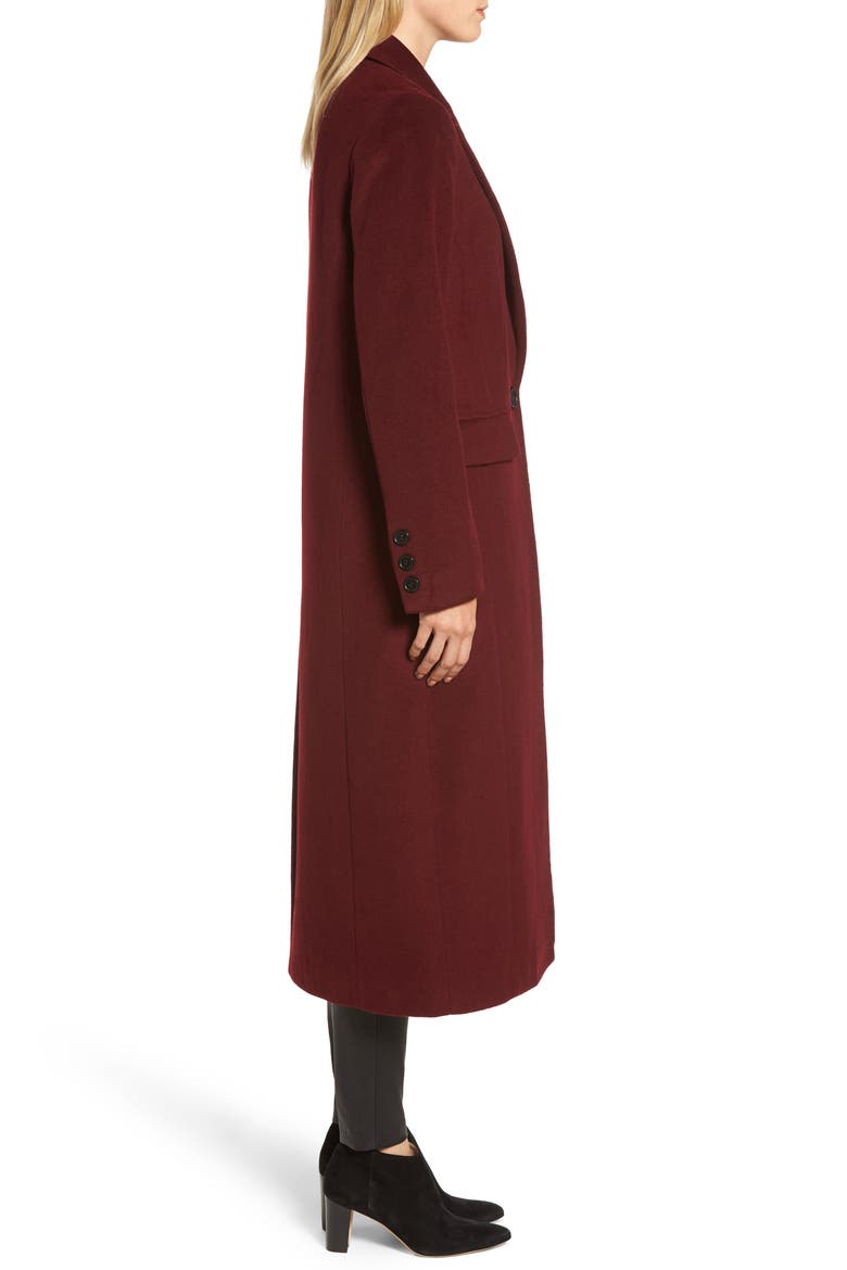 Wool Blend Menswear Coat, Alternate, color, BURGUNDY