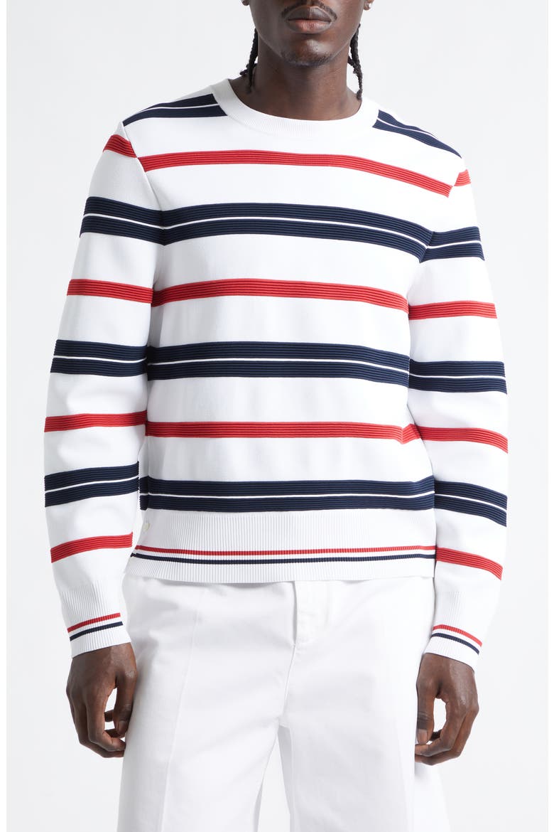 Variegated Rep Stripe Ottoman Stitch Sweatshirt, Main, color, WHITE