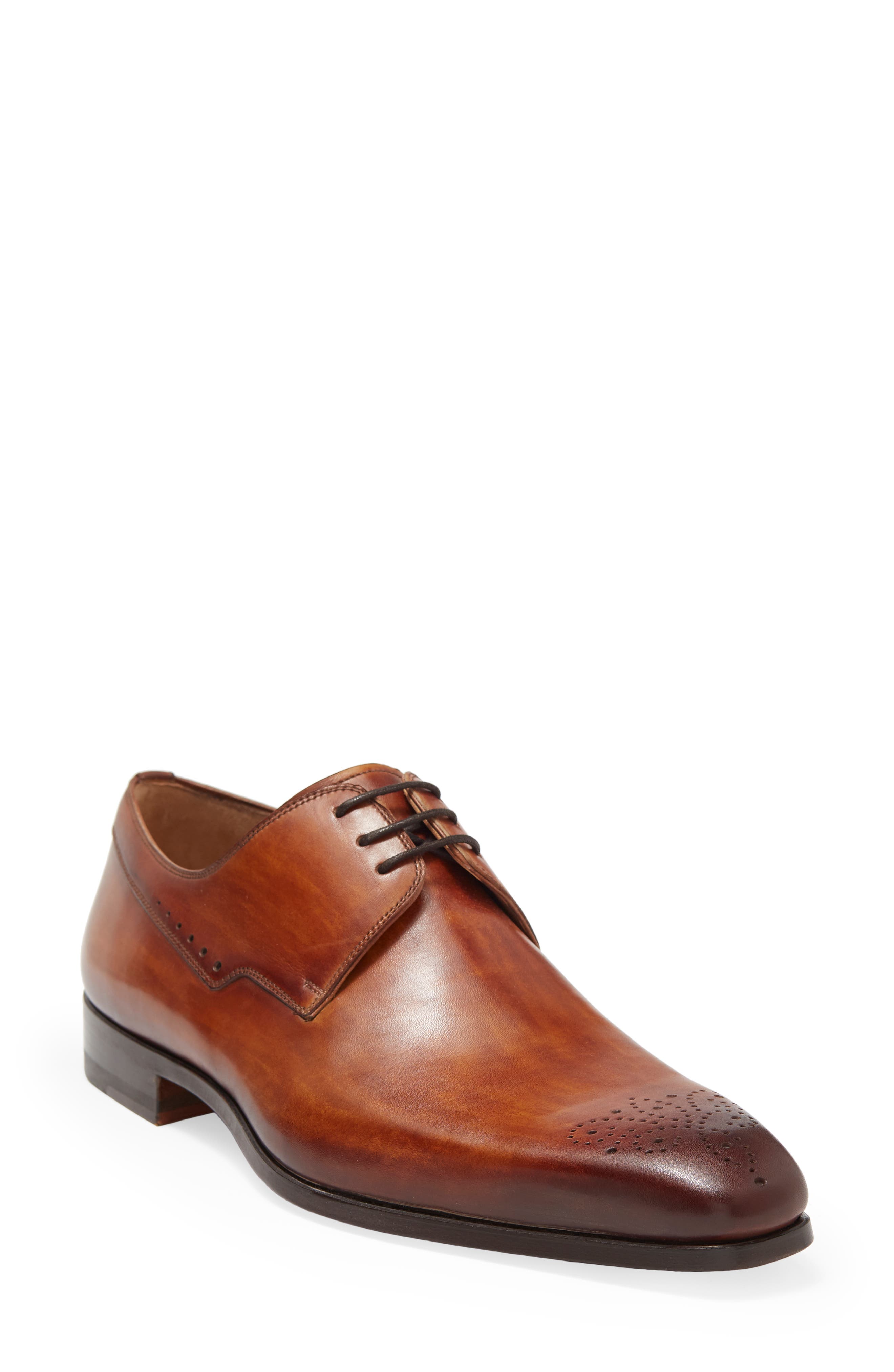 Magnanni Brogue Leather Derby, Main, color, 