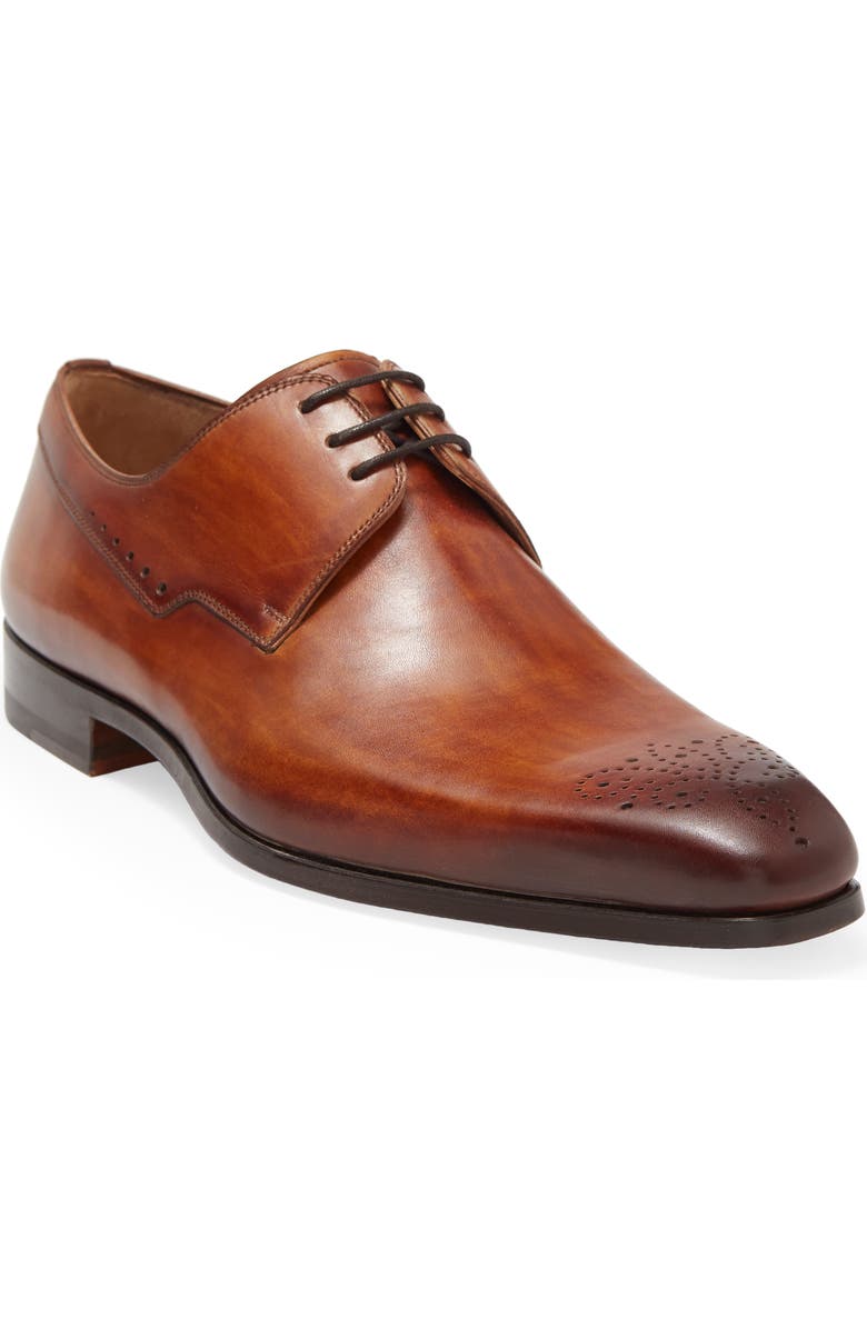 Magnanni Brogue Leather Derby, Main, color,
