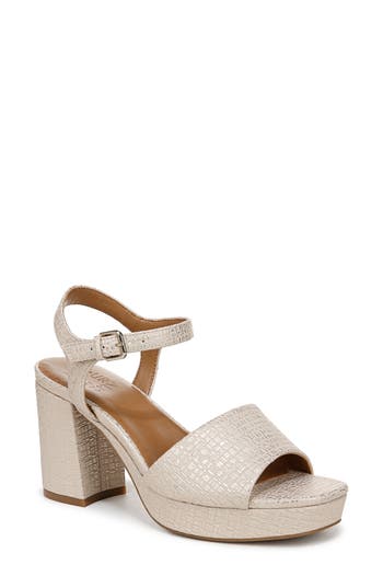 Naturalizer Lilly Block Heel Platform Sandal In Tan Faux Leather