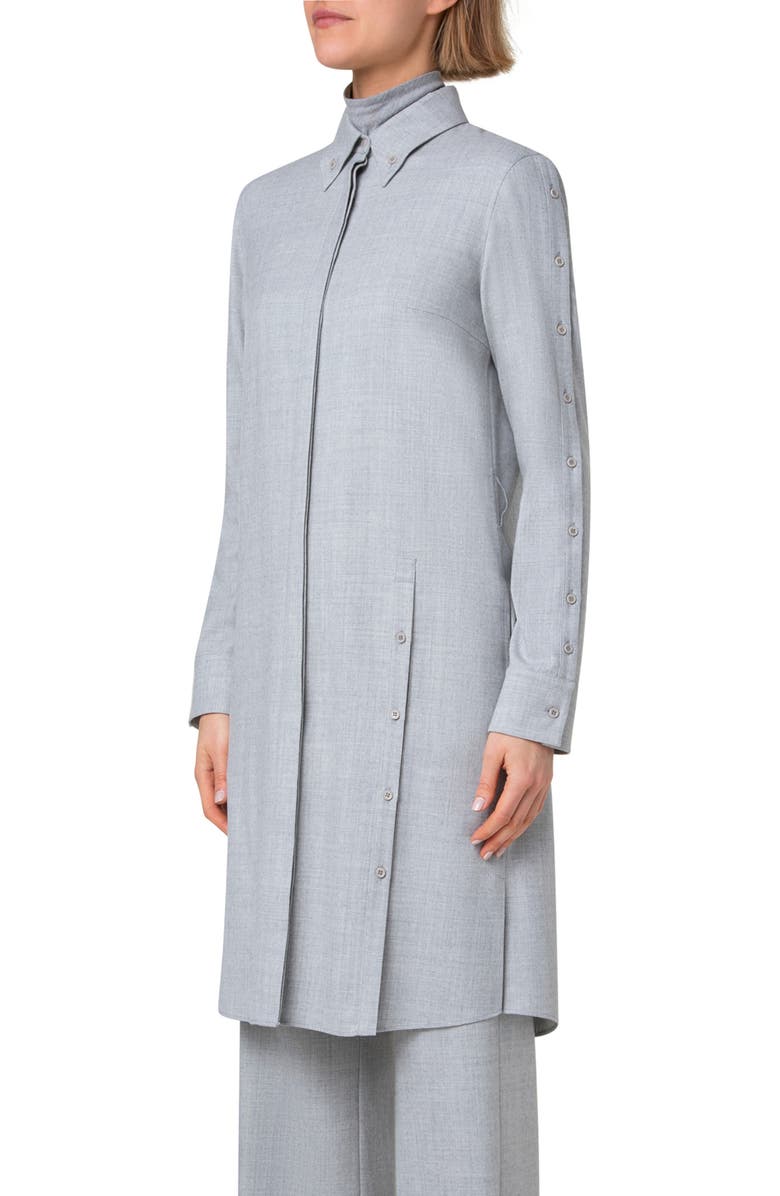 Akris punto Long Sleeve Wool Flannel Shirtdress, Alternate, color, 