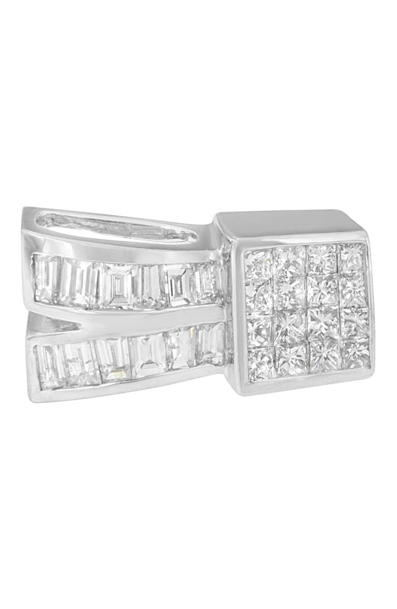 Haus of Brilliance 14K White Gold 1 5/8 cttw Diamond Heart Ribbon Pendant Necklace, Alternate, color, White