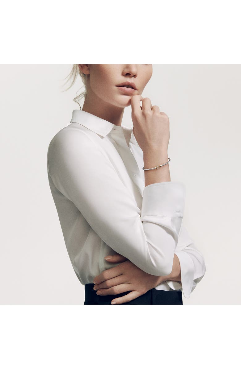 David Yurman Buckle Classic Cable Bracelet in Sterling Silver with 18K Yellow Gold & Diamonds, Alternate, color, Silver