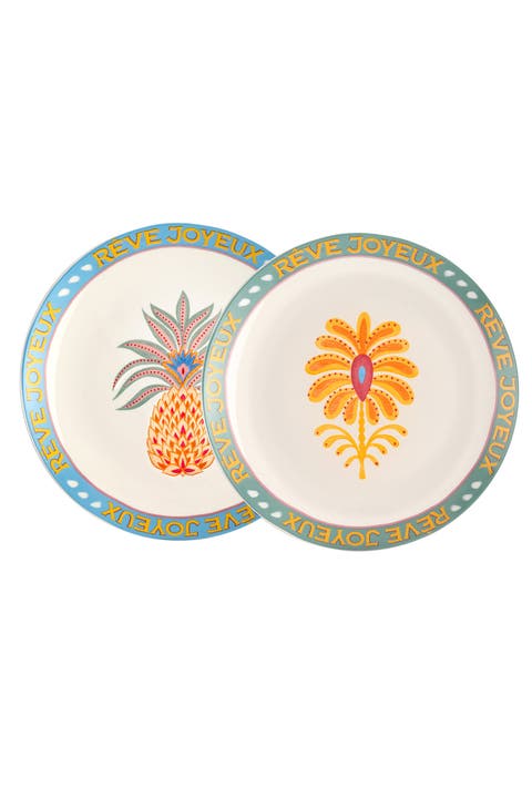 Porcelain Fruit Cake Plate 2 Pcs Set