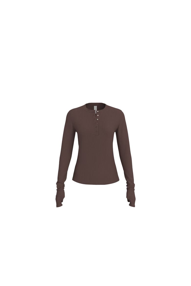 Float Rib Henley Top, Alternate, color, Cocoa