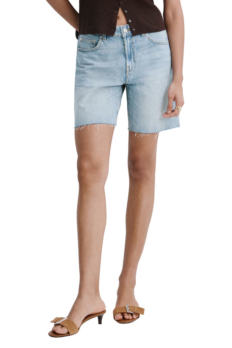 Low Rise Straight Leg Denim Bermuda Shorts, Main, color, MEDIUM BLUE