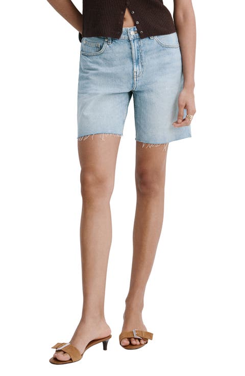 Low Rise Straight Leg Denim Bermuda Shorts