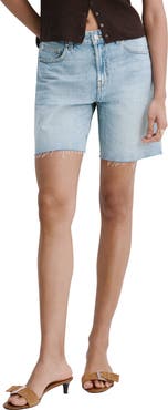 MANGO Low Rise Straight Leg Denim Bermuda Shorts