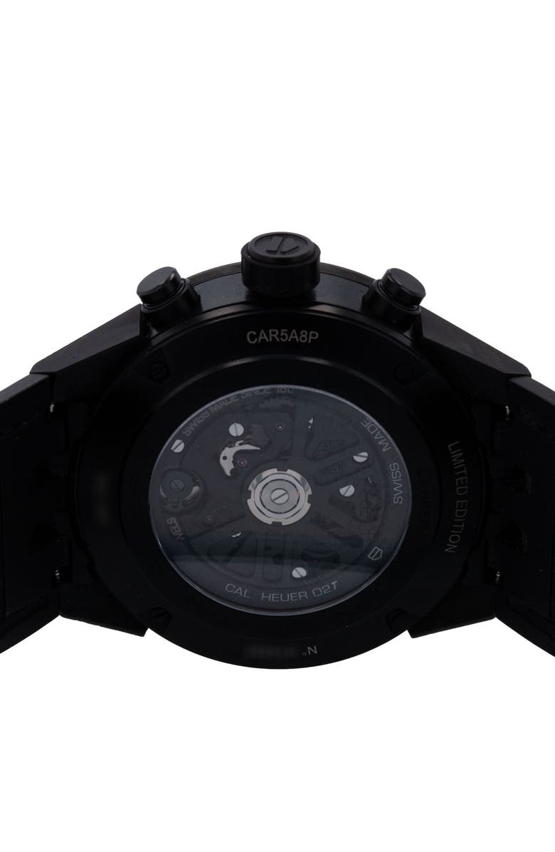 Watchfinder & Co. Tag Heuer Preowned 2019 Carrera CAR5A8P.FC6415 Rubber Strap Watch, 45mm, Alternate, color, Black