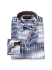 Paul Fredrick Cotton Buttondown Collar Broadcloth Tailored Contrast Trim Button Cuff Long Sleeve Shirt
