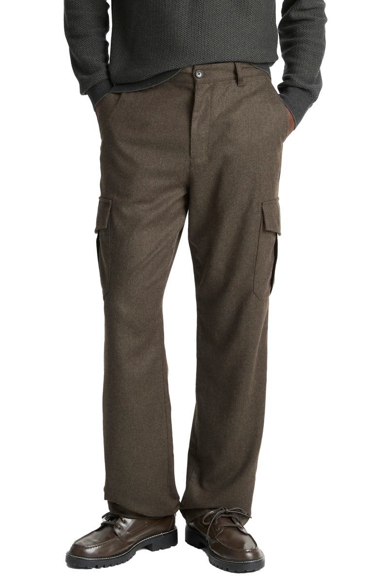 Vince Louie Wool Blend Flannel Cargo Pants, Main, color, Dark Leaf