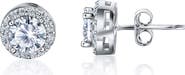 BEST SILVER Sterling Silver Brilliant Cubic Zirconia Halo Round Stud Earrings