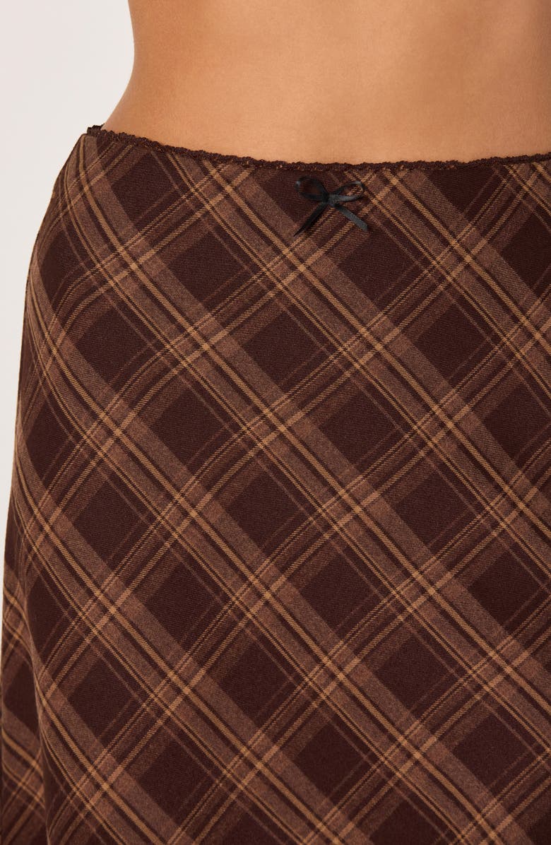 ASTR the Label Plaid Slip Skirt, Alternate, color, Brown Plaid