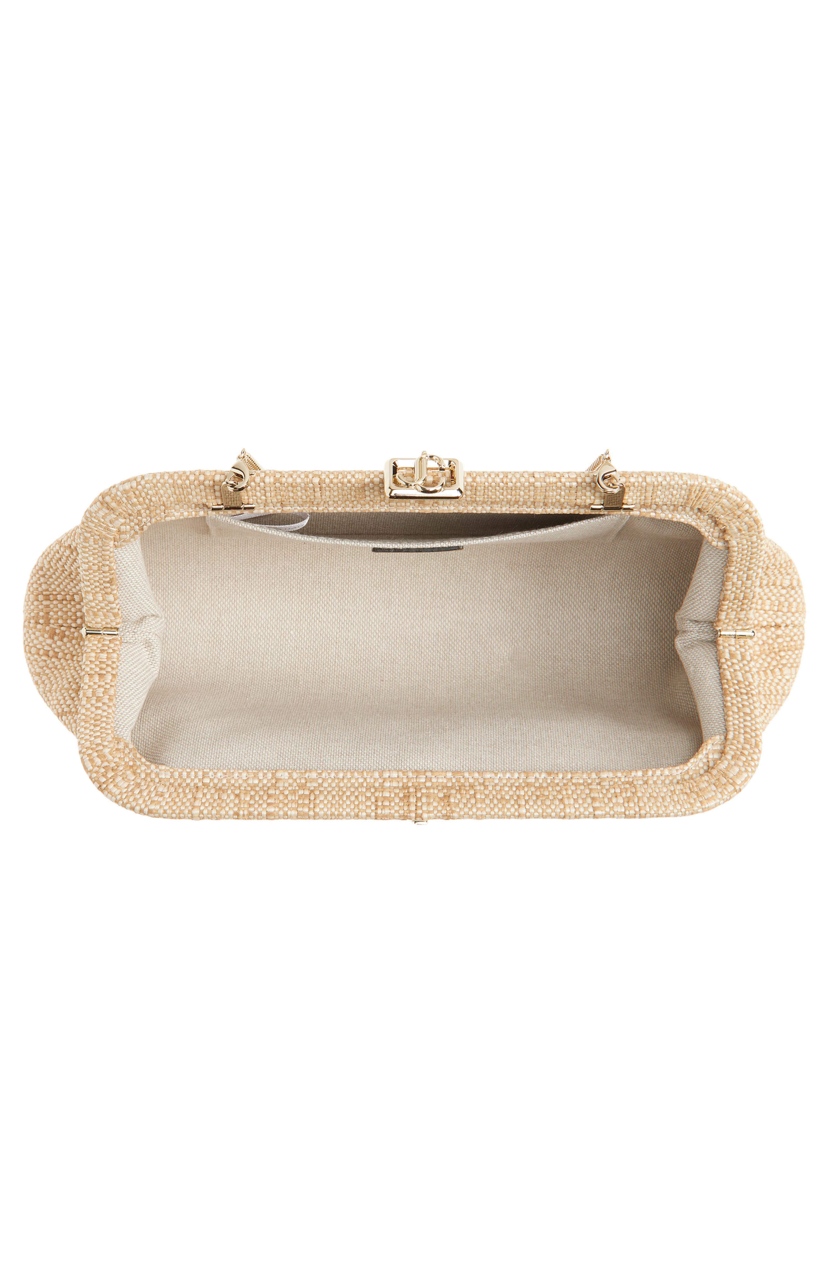 Jimmy Choo Skylar Raffia Clutch, Alternate, color, Natural/ Light Gold