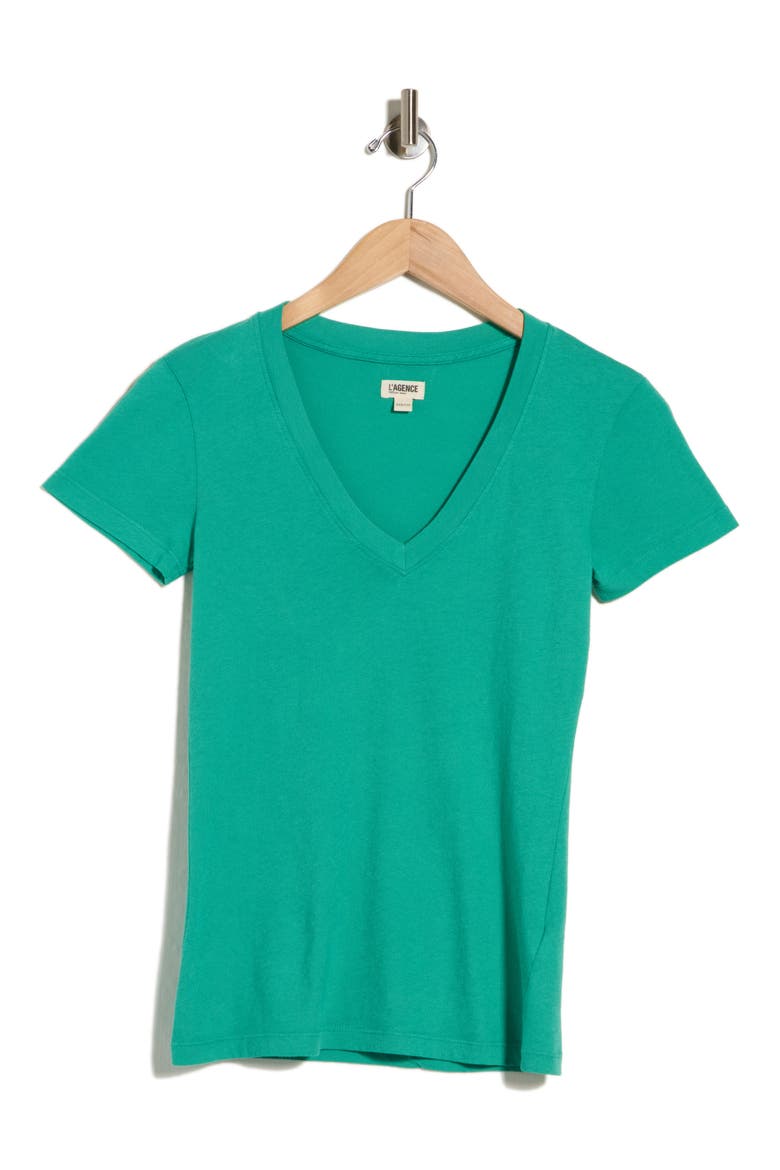 Becca V-Neck T-Shirt, Main, color, BRIGHT JADE