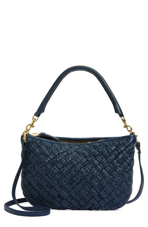 Petit Moyen Woven Leather Messenger Bag