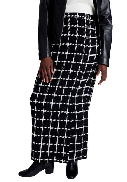 Jessica London Side-button Wool Skirt In Black