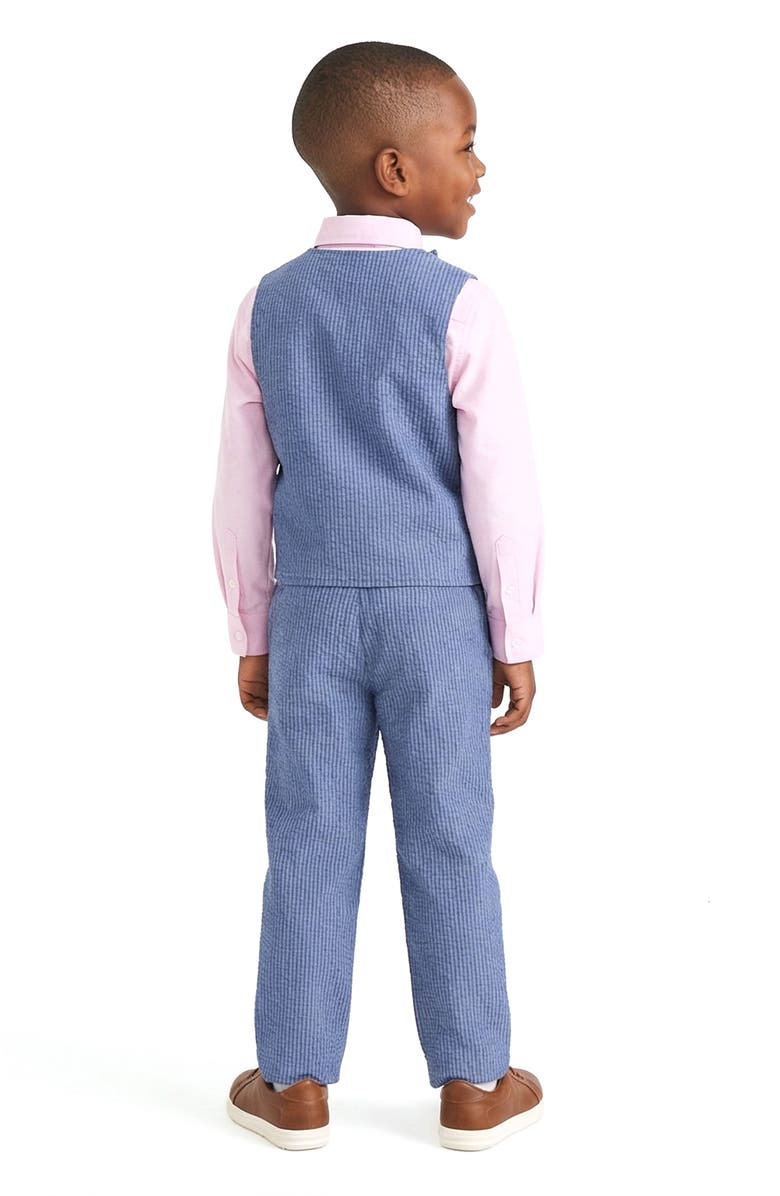 Andy & Evan Kids' Vest, Button-Up Shirt, Pants & Bowtie Set, Alternate, color, Blue Seersucker