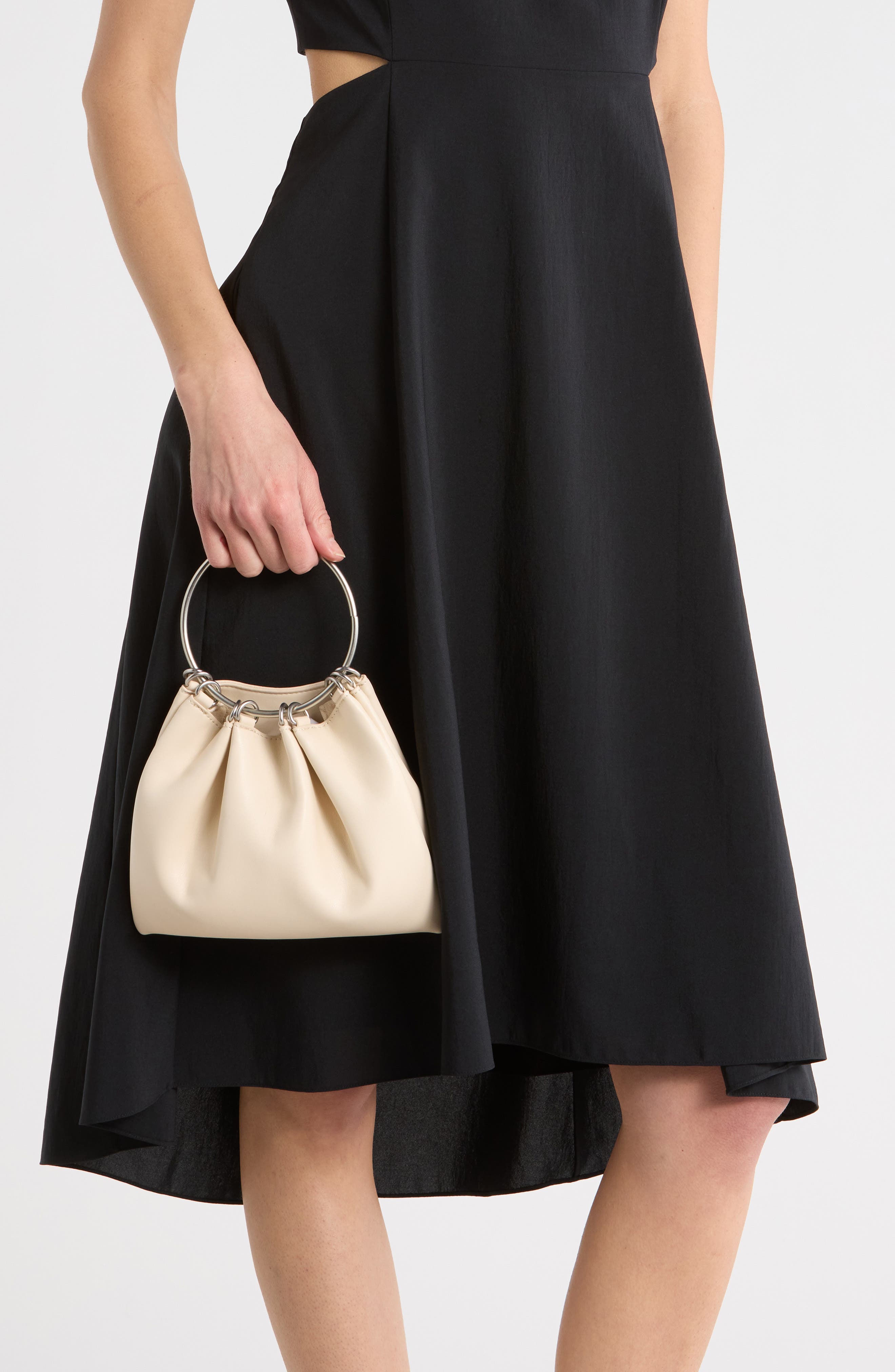 Ring Top Handle Clutch, Alternate, color, IVORY