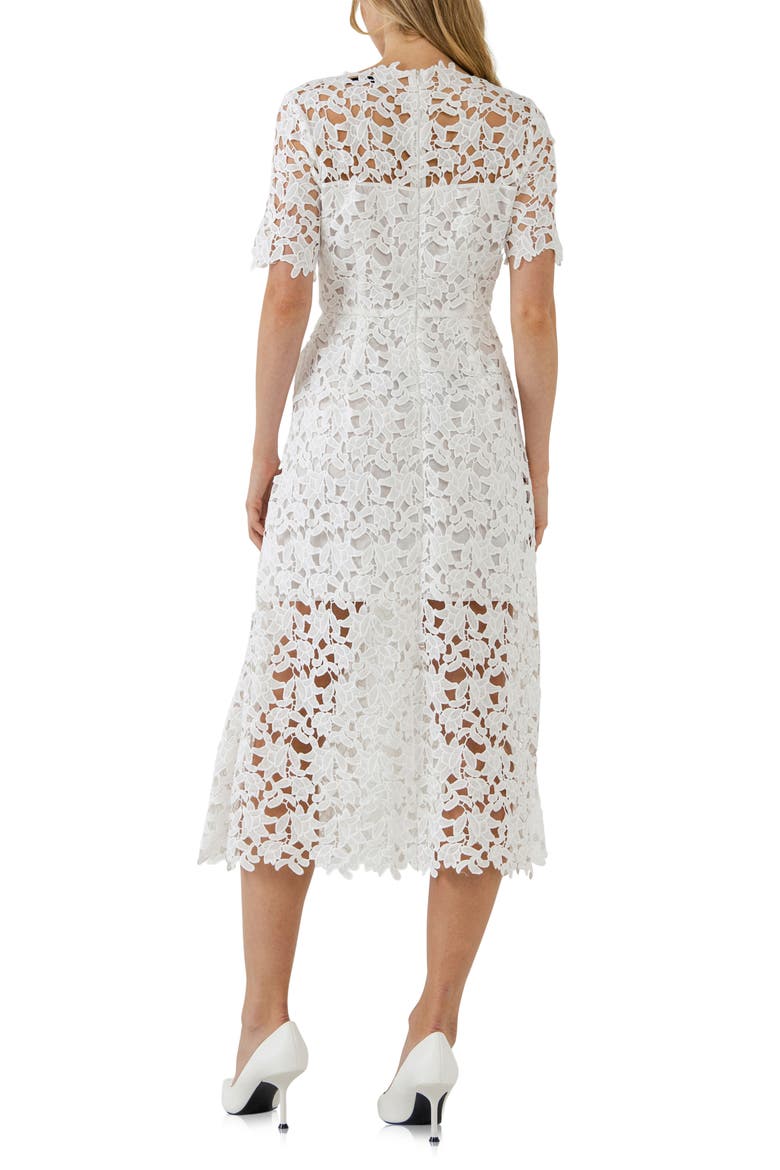 Allover Lace Midi Dress, Alternate, color, WHITE