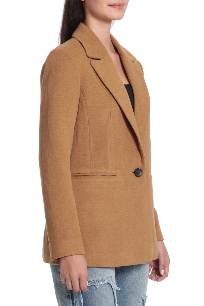 Structured One-Button Notch Lapel Blazer, Alternate, color, CAMEL
