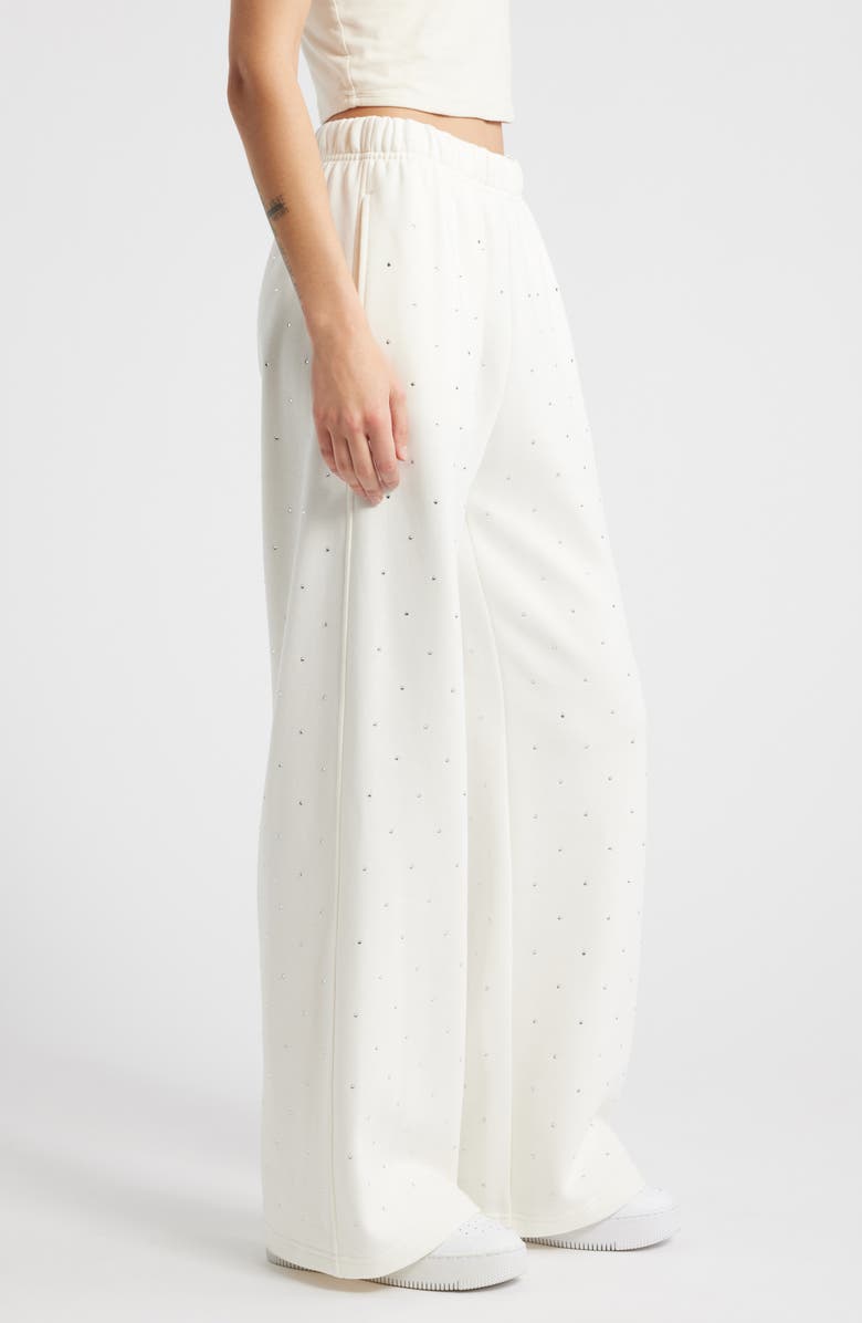 Good American Crystal Wide Leg Sweatpants, Alternate, color, Cloud White001