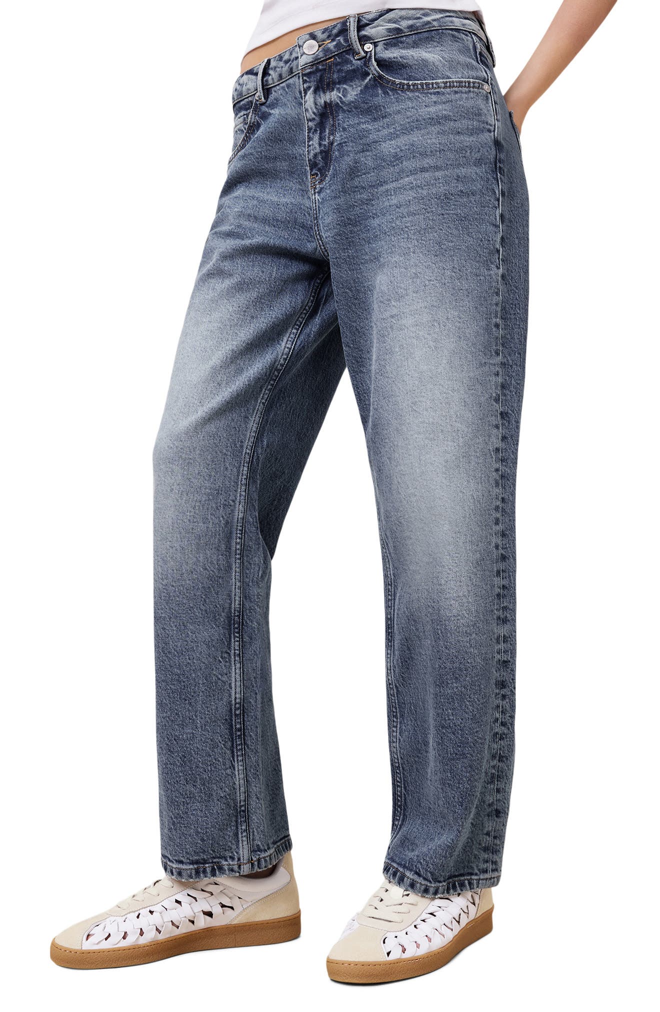 AllSaints Velma Woven Sneaker, Alternate, color, Chalk White